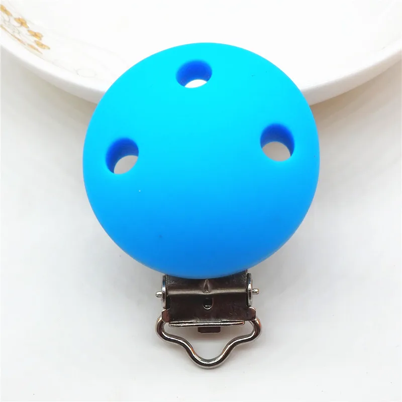 Sky Blue Chenkai 10 шт. силиконовые круглые скрепки DIY Детские пустышки пустышка Прорезыватель пустышка уход ювелирные изделия игрушки аксессуары держатель прорезыватели - Цвет: Sky Blue