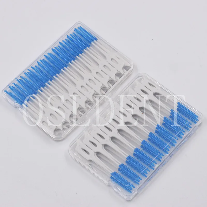 

40 Pcs Dental Blue Floss Brushes 1 Pack Disposable Soft Rubber Oral Interdental Clean Tool