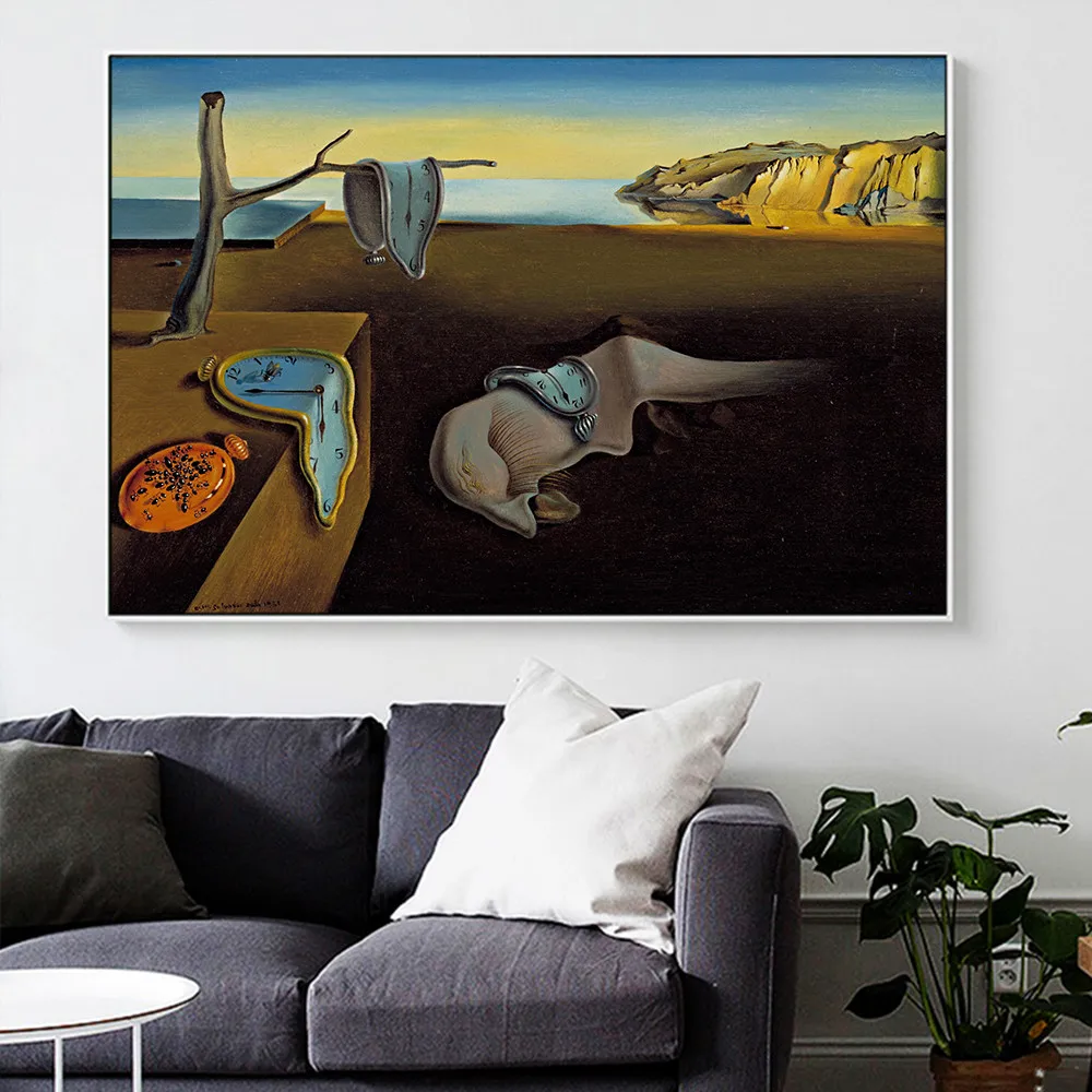 

Salvador Dali The Persistence of Memory Clocks Surreal Oil Painting Canvas Poster Print Cuadros Wall Art Picture For Living Room