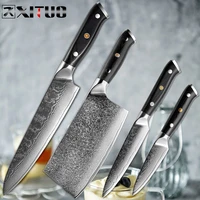 xituo kitchen knives set damascus steel professional japanese chopping boning cleaver chef knives set damascus stainless steel
