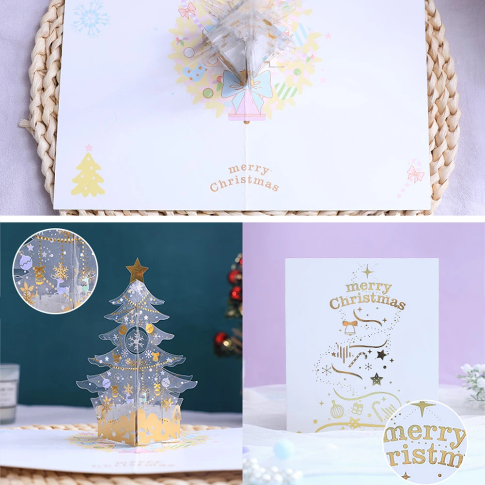 

Christmas Tree 3D Pop-Up Greeting Card Merry Christmas Greeting Cards for Gift Kids LAD-sale