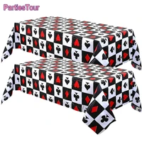 2pcs poker theme table cover casino party plastic tablecloth for las vegas theme adult birthday game night party decorations
