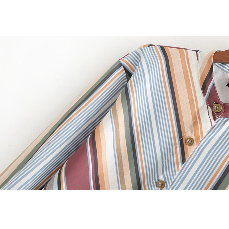 GLAUKE женская рубашка в полоску с длинным рукавом v-образный вырез хлопок лен на