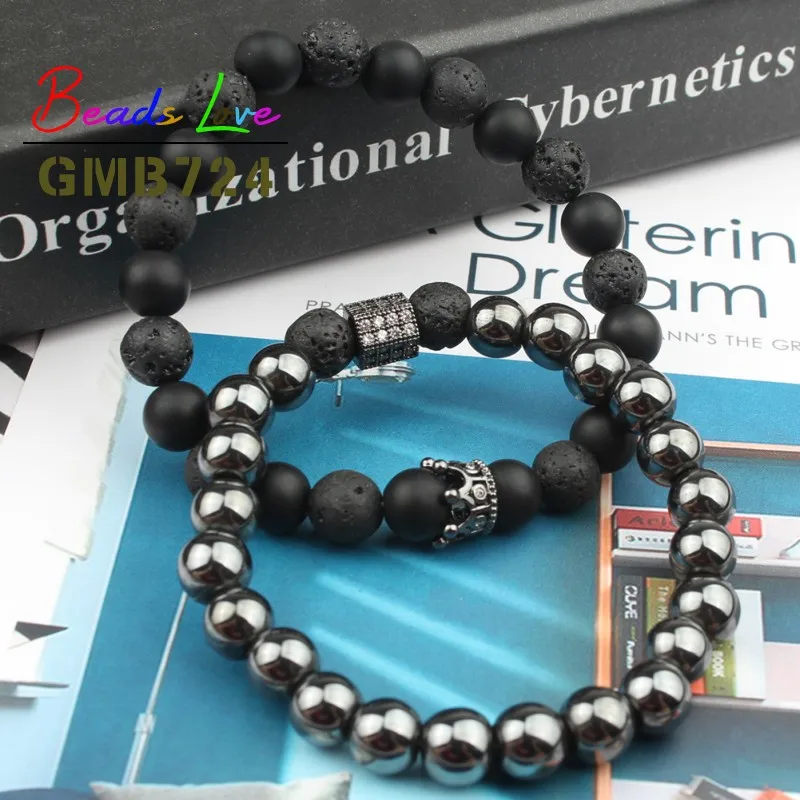 8 мм натуральный камень Бусины Браслет из черной лавы Браслеты гематита для