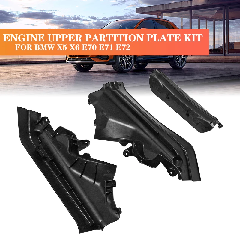 3Pcs/Set Car Engine Upper Compartment Partition Panel Set For BMW X5 X6 E70 E71 E72 51717169419 51717169420 51717169421 |