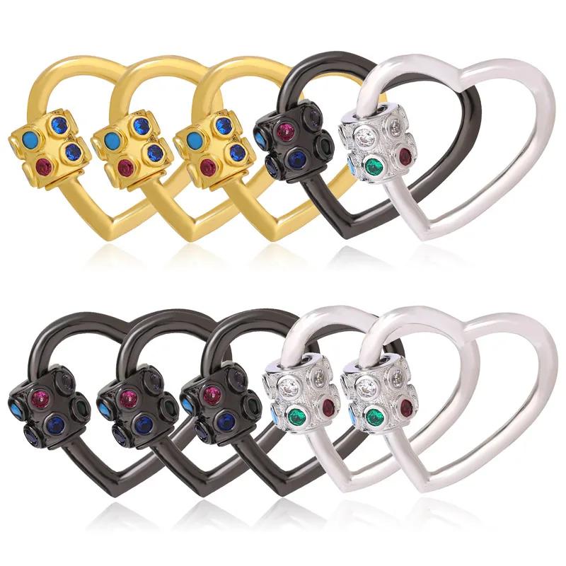 Подвеска сделай сам с цветным Цирконом в форме сердца спиральные застежки