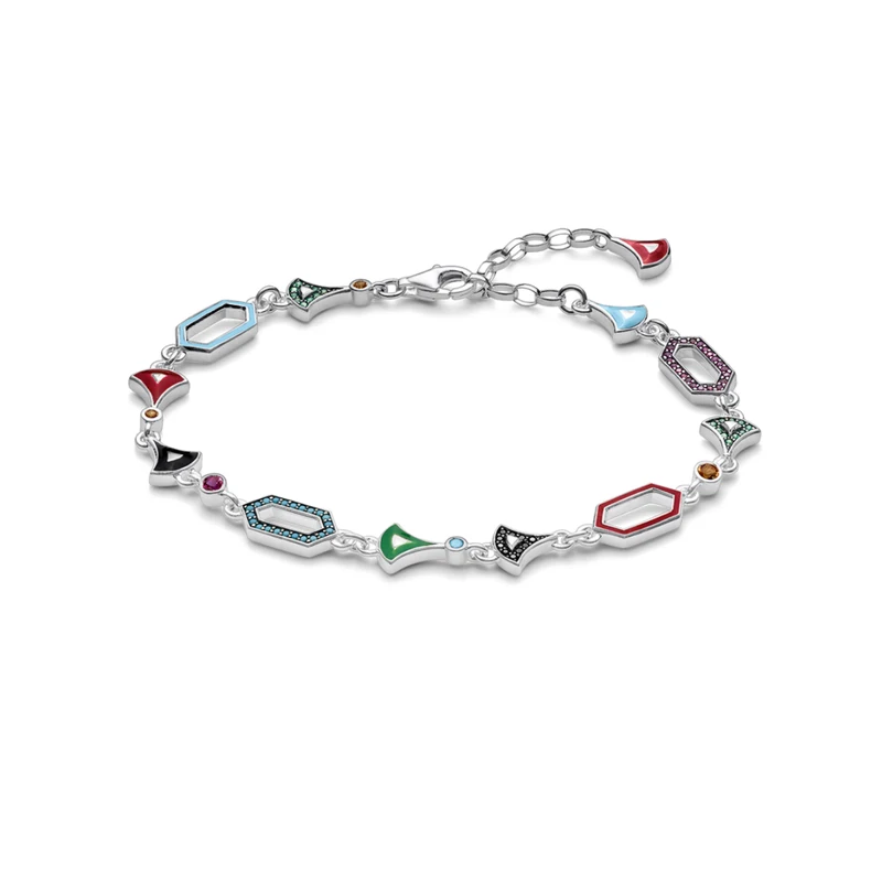 

Colorful Link Chain Charm Bracelets 925 Sterling Silver Asian Trendy Dragon Scale Gift for Women Men Fashion Jewelry Accessories