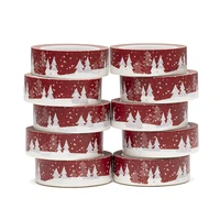new 10pcslot 15mm x 10m christmas trees snows red scrapbook paper masking adhesive washi tape set designer mask