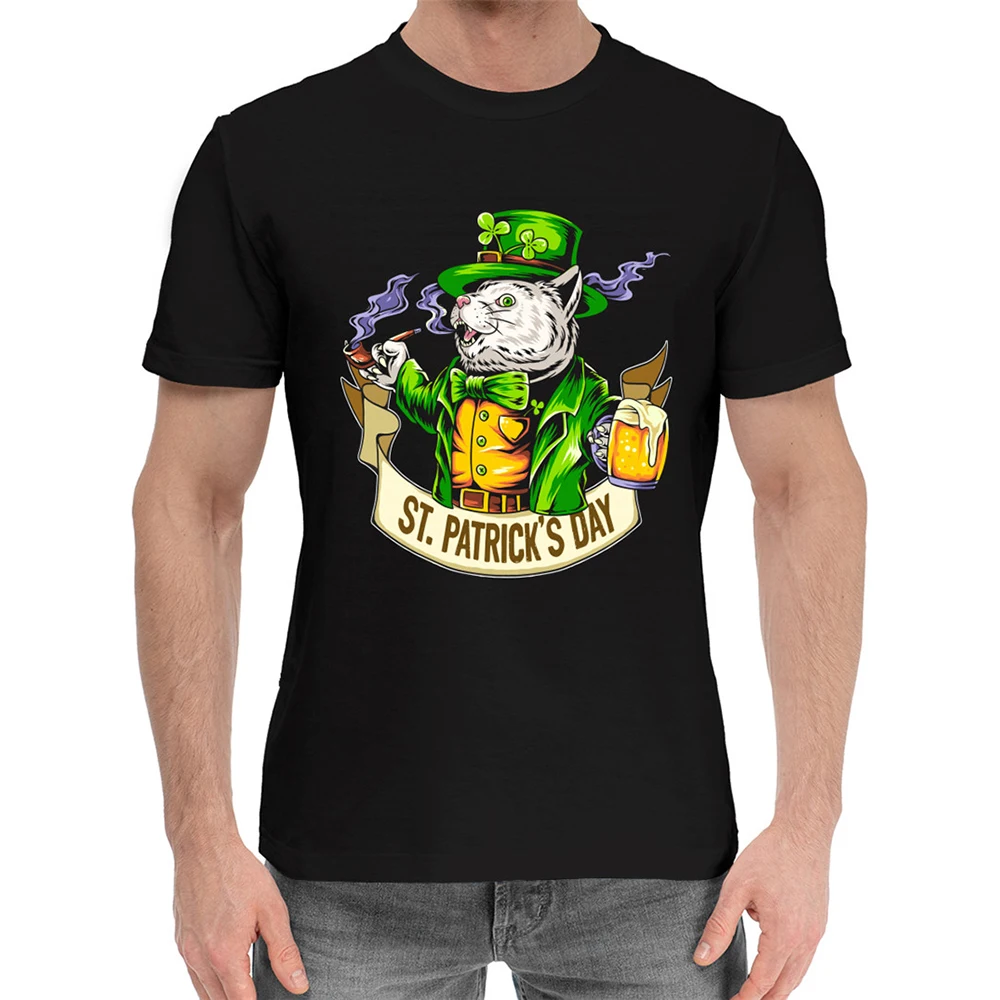 

CLOOCL Ireland St. Patrick's Day T-shirt 3D Graphic Cartoon Bunny Drinking Beer Printed T-shirts Pullovers Tops 100% Cotton Tees