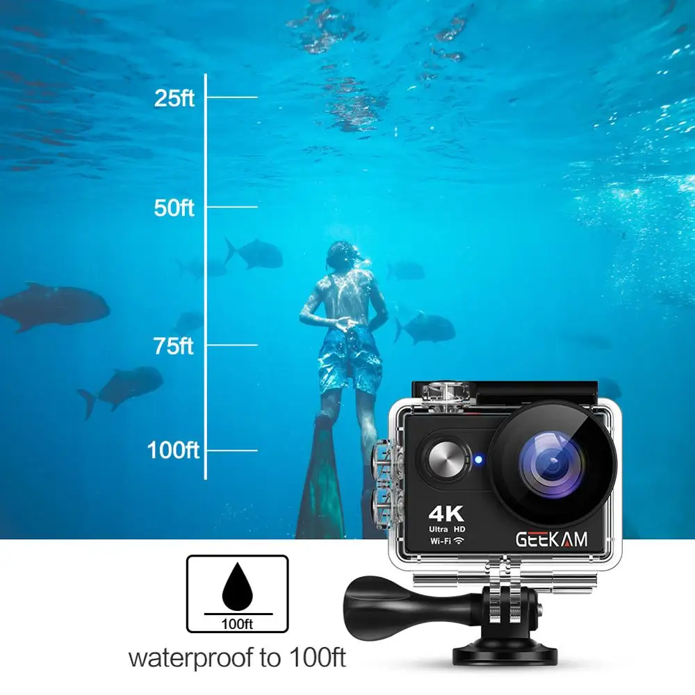 GEEKAM S9Rpro Экшн-камера Ultra HD 4K 30fps 16MP WiFi 2," Подводный Водонепроницаемый шлем видеокамера s Спортивная камера