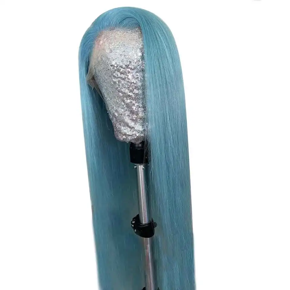 Blue A Color Wig 13X4 613 блондинка красный бордовый 99J розовый цвет прямые 150% Синтетические волосы на кружеве человеческих волос парики предварительно бразильский Реми FreeGift - Цвет: Blue A Color Wig