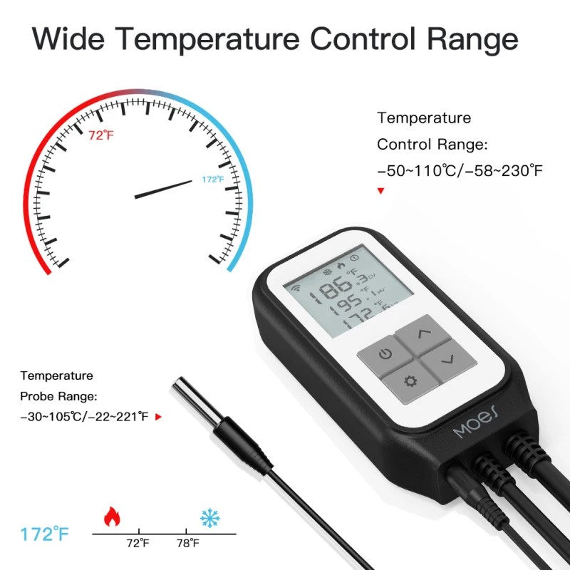 

10A AC100-250V WiFi Digital LED Temperature Controller For Incubator Cooling Heating Switch Thermostat Tuya Smart Life APP