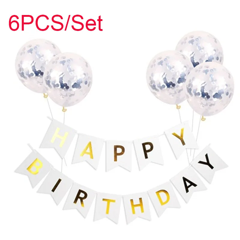 1set Happy Birthday Letter Banner Rose Gold Confetti Helium Balloons Baby Shower Decorations Boy Girl Kids Gift Party Favors | Дом и сад