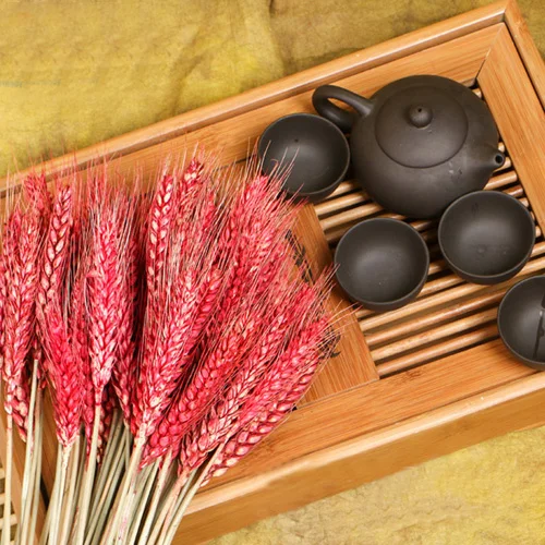 100pcs red color 100 шт Натуральные Сушеные Цветочные букеты натуральные необработанные цвета Сушеные уши пшеничные букеты и пшеничные ушные пучки - Цвет: 100pcs red color