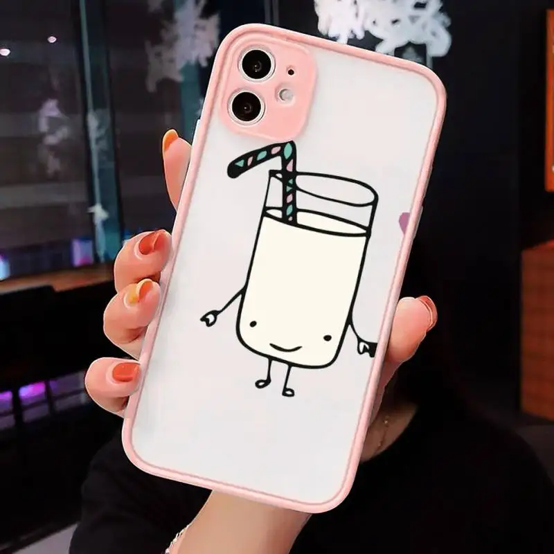 

Cute Milk Biscuits BFF Couple Phone Cases Matte Transparent for iPhone 7 8 11 12 s mini pro X XS XR MAX Plus cover funda