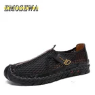 Туфли мужские сетчатые из натуральной кожи, Мокасины, обувь для вождения, размера плюс, 38-48