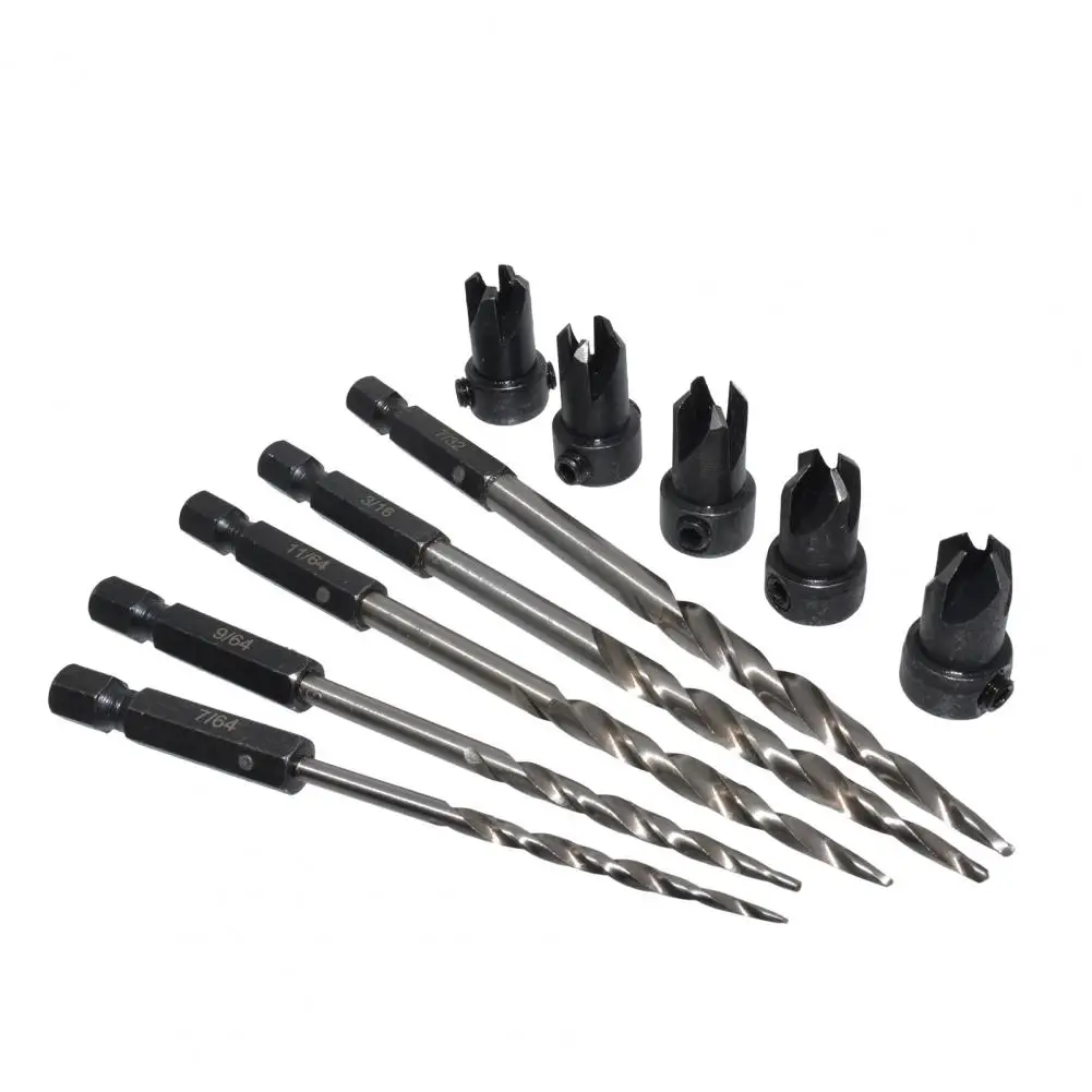 

11Pcs Countersink Drills Taper Drills Hex Shank Imperial High Speed Steel High Hardness Drilling Bits for Woodworking