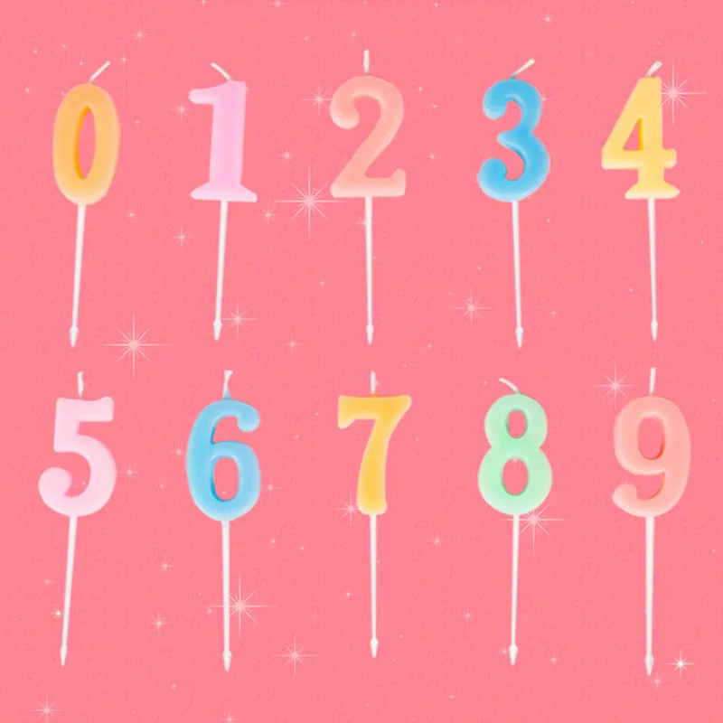 

1Pc Colorful Candles Red Number 0 1 2 3 4 5 6 7 8 9 Birthday Smokeless Candles Cake Candles Festive Party Supplies