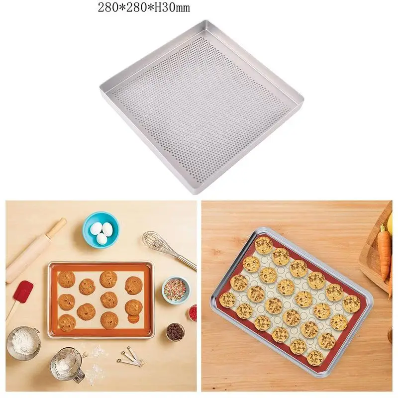 

Square Aluminum Hole Nonstick Pizza Baking Pan Tray Dishes Plate Accessories Baking Cake Tool Biscuits Baking Holder C8K7