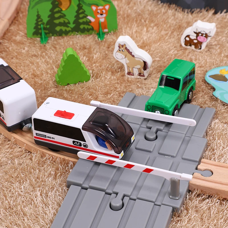 

Wooden Track Train Assembled Track Building Block Toy Forest Scene Track Set Slot Puzzles Early Educational Toy For Children