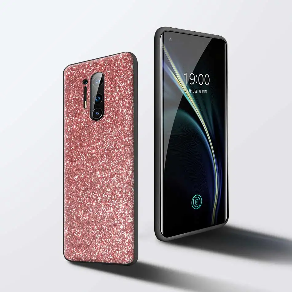 

Fitted Cases for OnePlus 8 Nord 8 8T 7 7T Pro 5G Z Silicone Cover Gold Pink Rose Glitter Soft TPU Mobile Phone Shell