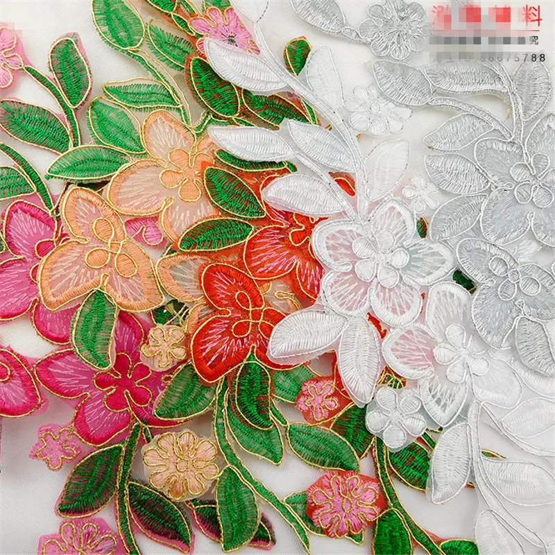 1Pc Mesh Guipure Embroidery Orchid Cloth Stickers Wedding Dress Performance Dance Clothes Lace Accessories diy Material Patch | Дом и сад