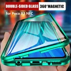 360 металлический магнитный чехол для телефона для Poco X3 NFC Прозрачный жесткий чехол из закаленного Стекло полностью герметичный противоударный чехол Caso для Pocophone X3 оболочки