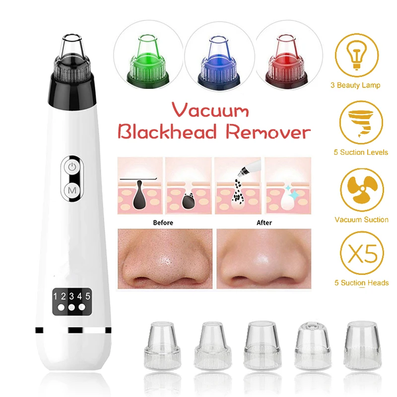 

Blackhead Remover Pore Vacuum Electric Blackhead Vacuum Extractor Clean Tool Pore Beauty Device 6 Probes for Blackhead Remover