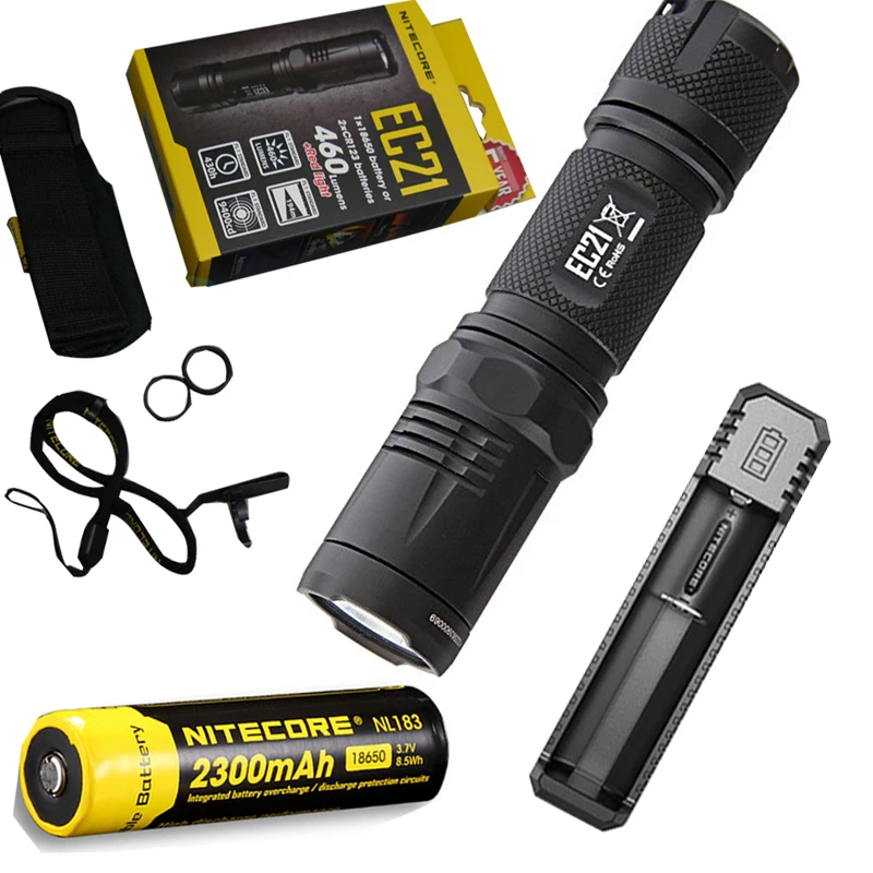 Светодиодный фонарик Nitecore EC21 CREE светодиодный фонарь с аккумулятором 18650 2300 мАч и