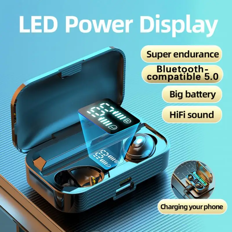 

TWS Bluetooth-compatible 5.0 Earphones with Charging Box Wireless Headphone Stereo Sports Waterproof Earbuds Headsets With Mic