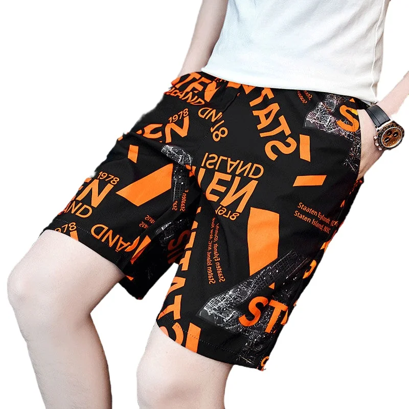 

Шорты мужские летние тонкие Капри, трендовые свободные штаны, Молодежные Пляжные штаны для отдыха, большие размеры