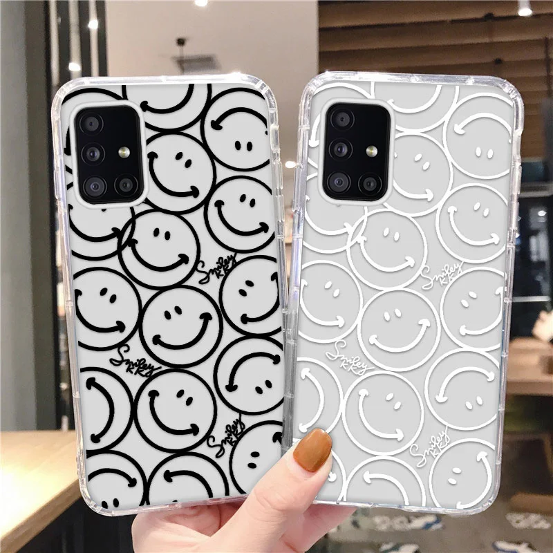 

Cute Smile Case For Samsung A51 A32 A50 A31 A12 A21S A52 M31 Funda Samsung S21 Ultra A22 A71 A72 A30 A41 S20 FE Covers Clear TPU