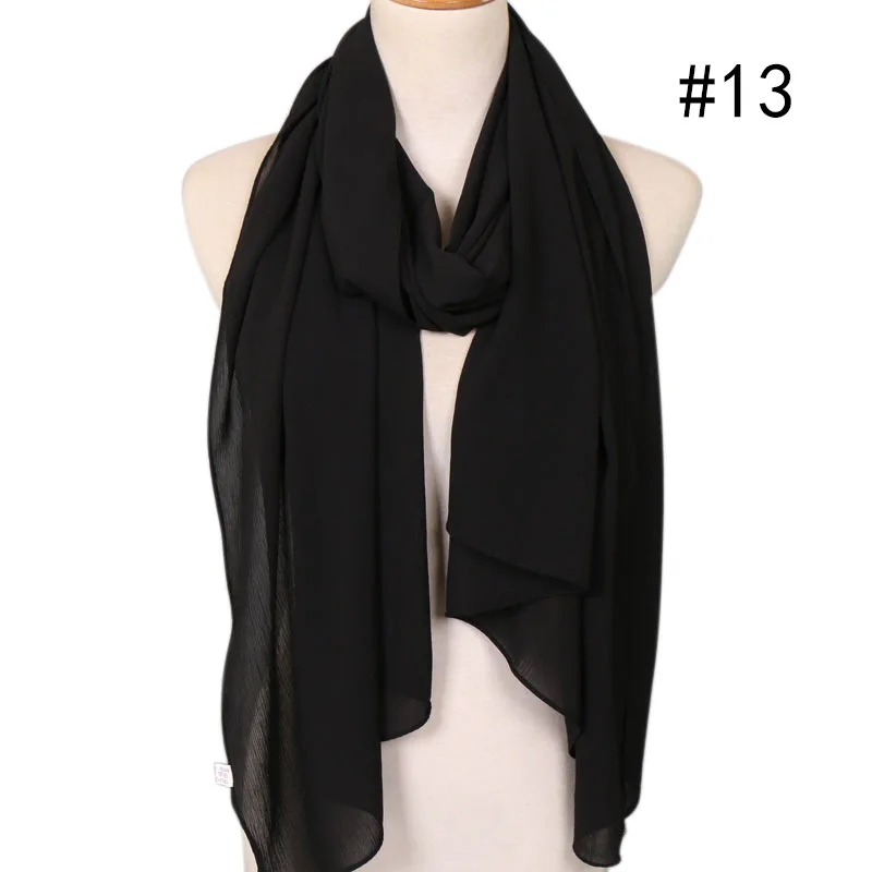 13 25 Colors Women Soft Long Scarf Muslim Hijab Shawl Wrap Chiffon Islamic Turban Headscarf Bandanas Ramadan Large Scarves 180*75cm - Цвет: 13