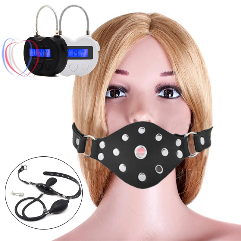 Электронный таймер надувной кляп для пениса с открытым ртом оральный