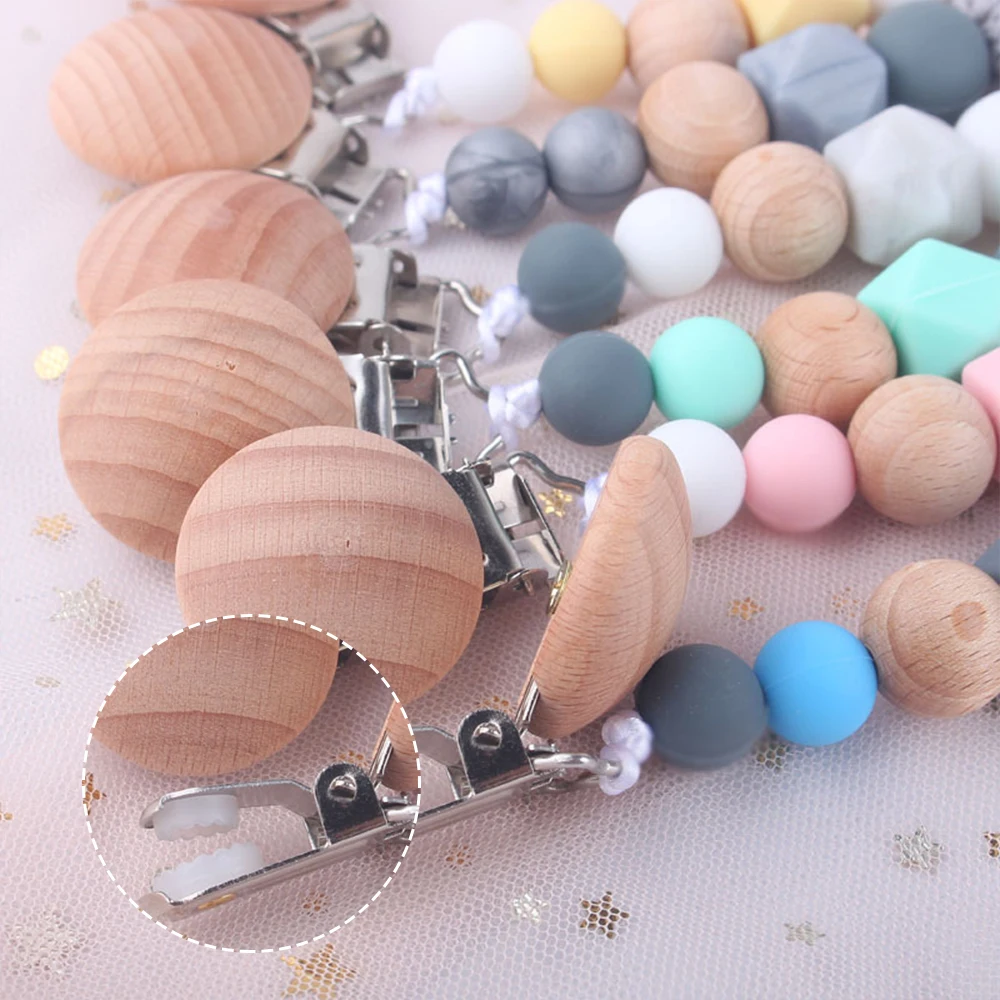 Зажим для пустышки детские силиконовые бусины прорезывания зубов держатель