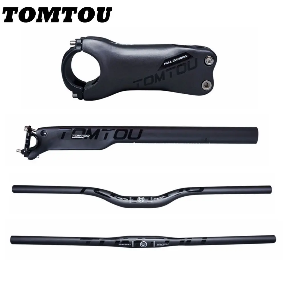 

TOMTOU Black Matte Carbon Fiber Bicycle Handelbars Sets Bike Mountain Handelbar + Stem + Seatpost (Offset 5mm) - TB2T03