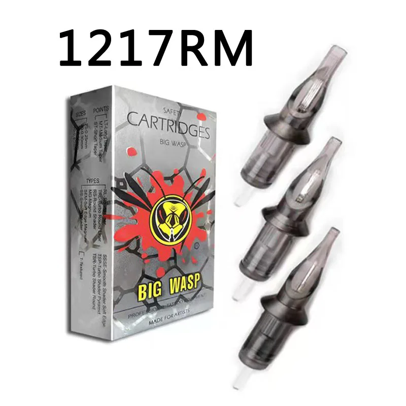 

BIGWASP 1217RM Tattoo Needle Cartridges #12 Evolved (0.35mm) Magnums (17RM) for Cartridge Tattoo Machines & Grips 20Pcs