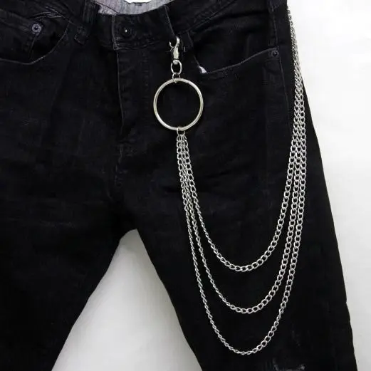 Модные мужские панк хип-хоп трендовые пояс-цепочка на талию Многослойные брюки