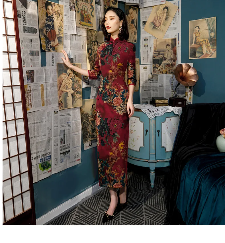 Элегантные сексуальные платья с высоким разрезом китайское традиционное платье