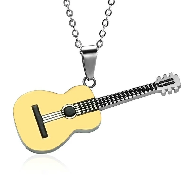 

Fashion Creative Music Guitar Pendant Hip Hop Rock Accessories Men's Popular Necklace Jewelry Banquet Accessories Holiday Gifts