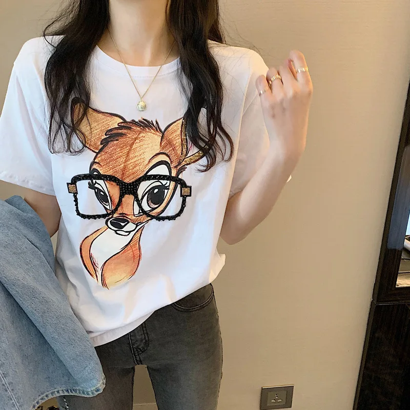 

2022 Summer Korean Simplicity Style Women T-shirt Sleeve Round Neck Loose Casual Female Short Top Plus Size