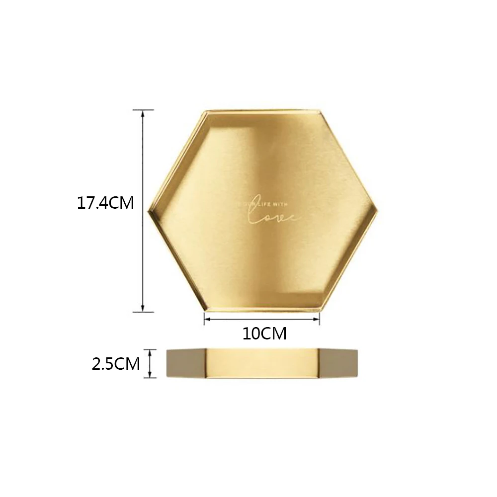 Gold Geometry Stainless Steel Storage Tray Nordic Porch Sundry Arrangement Cosmetic Box Dinner Plate | Дом и сад