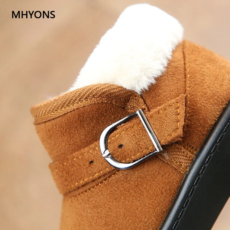 MHYONS/детская одежда для снежной погоды; детская обувь; обувь для девочек; обувь для мальчиков; модная мягкая подошва, детские для девочек плюшевые сапоги Зимняя теплая куртка для детей, кроссовки на плоской подошве