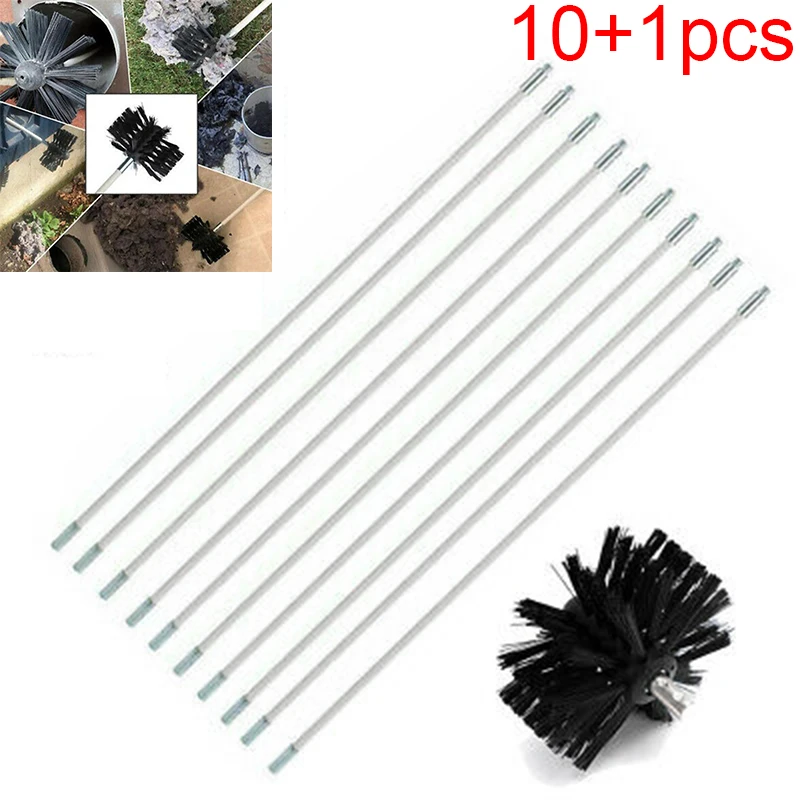

11pcs/set Nylon Drilling Brush Cleaner With Long Rod Chimney Sweeping Kettle House Cleaning Flexible Hand Tools