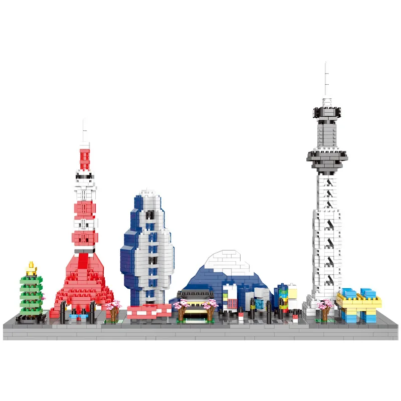 

World Famous Architecture Skyline Collection Dubai Tokyo City Building Blocks Kit Micro Bricks Classic Model Children Toys Gifts