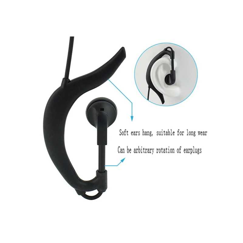 G Type Adjustable Volume Earpiece PU Wire 2Pin PTT Headphone For Kenwood BaoFeng UV-5R UV-82 BF888S Retevis RT5R H777 RT5 RT7