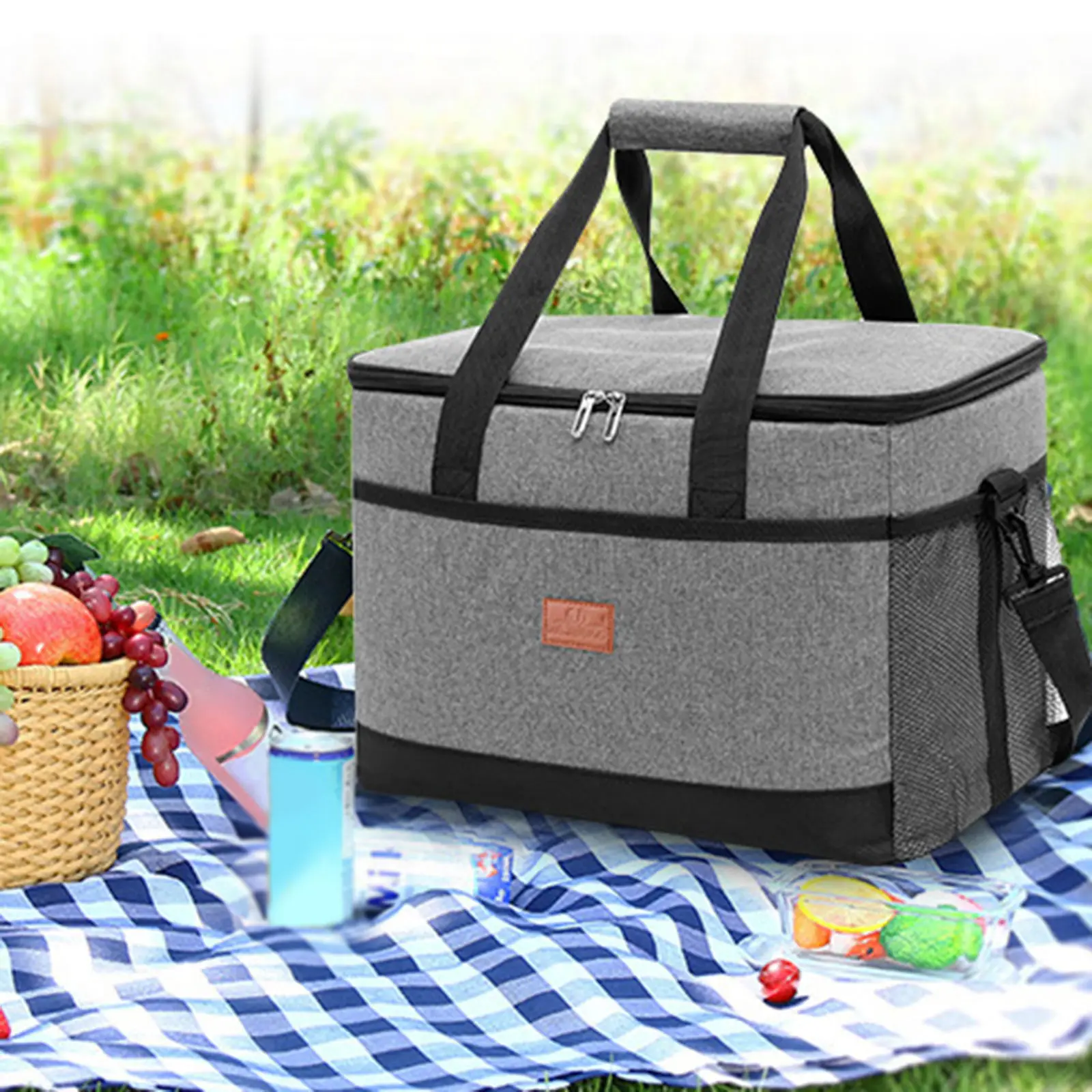 

Reusable Insulated Cooler Lunch Bag 33L Waterproof Warm & Cool Buffet Server Warming Tray Pizza Box Sturdy Zipper