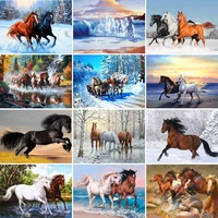 5d diy diamond painting horse kits full square round embroidery animals mosaic picture of rhinestones wall art home decor gift