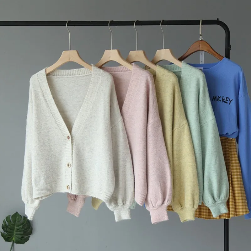 2019 однобортный вязаный кардиган с v-образным вырезом для женщин уличная зимняя