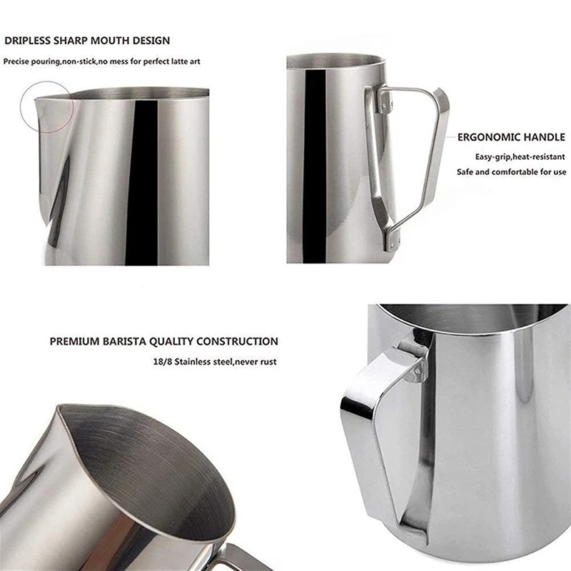 

Stainless Steel Milk Frothing Pitcher for Macchiato Cappuccino Latte Art,Including Latte Art Pen,Milk Frother,350ML